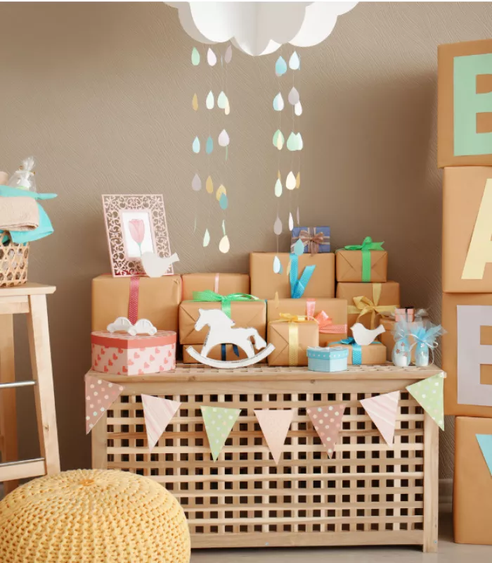 decoração chá de fraldas simples vs elaborado