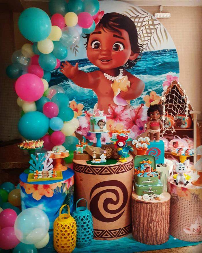decoração simples moana baby