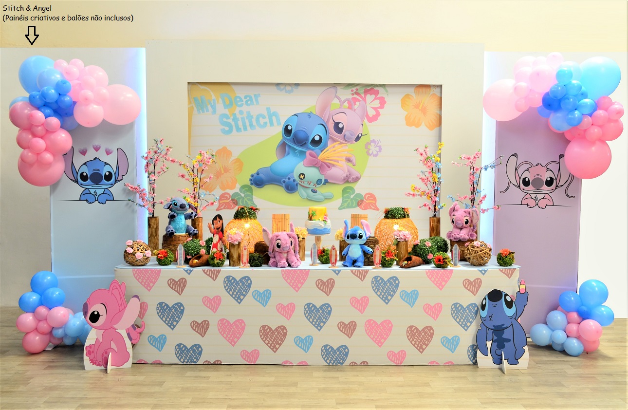 decoração simples stitch e angel