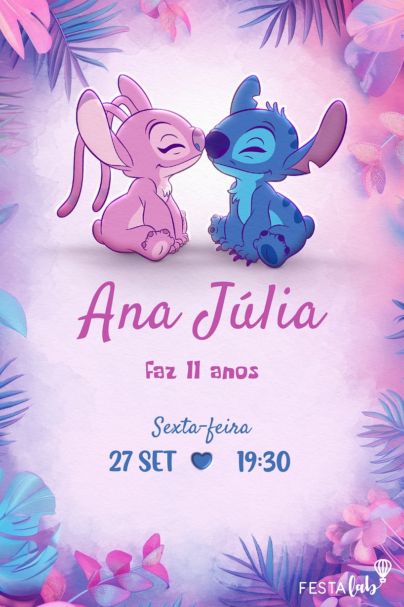 decoração simples stitch e angel