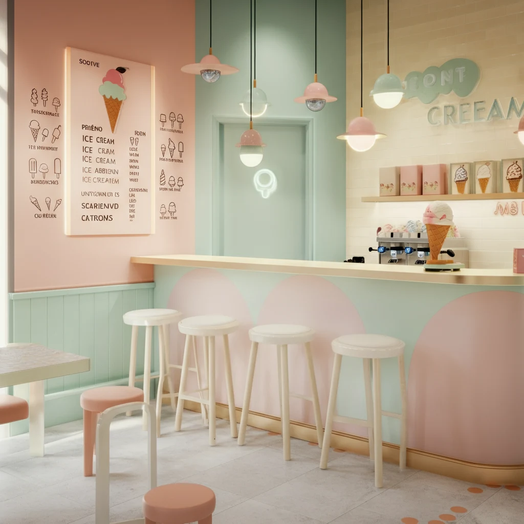 iluminação para sorveteria