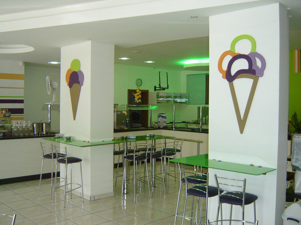 iluminação para sorveteria