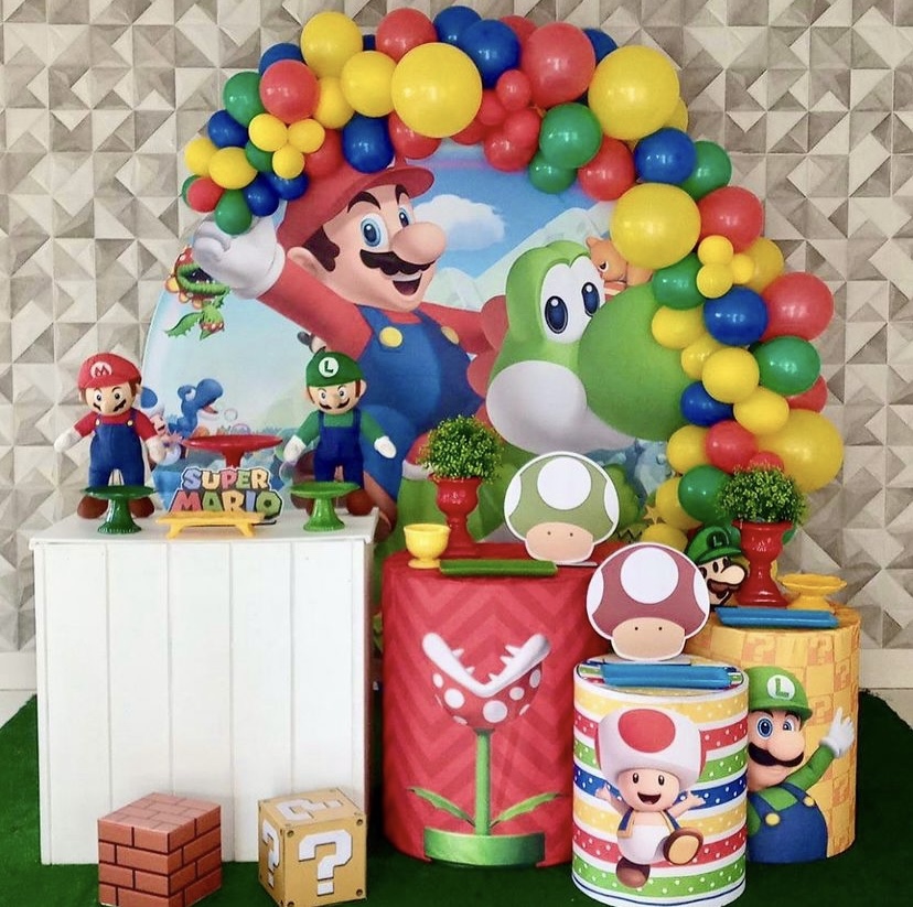 decoração festa infantil mario simples