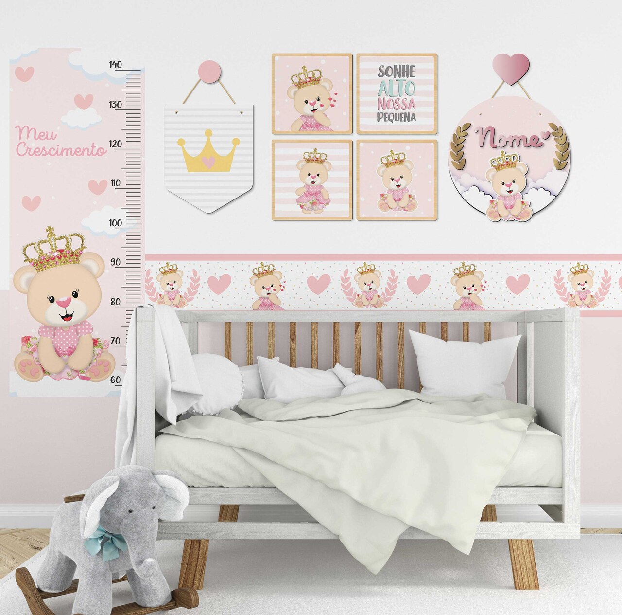 como fazer painel de tecido ursinha princesa