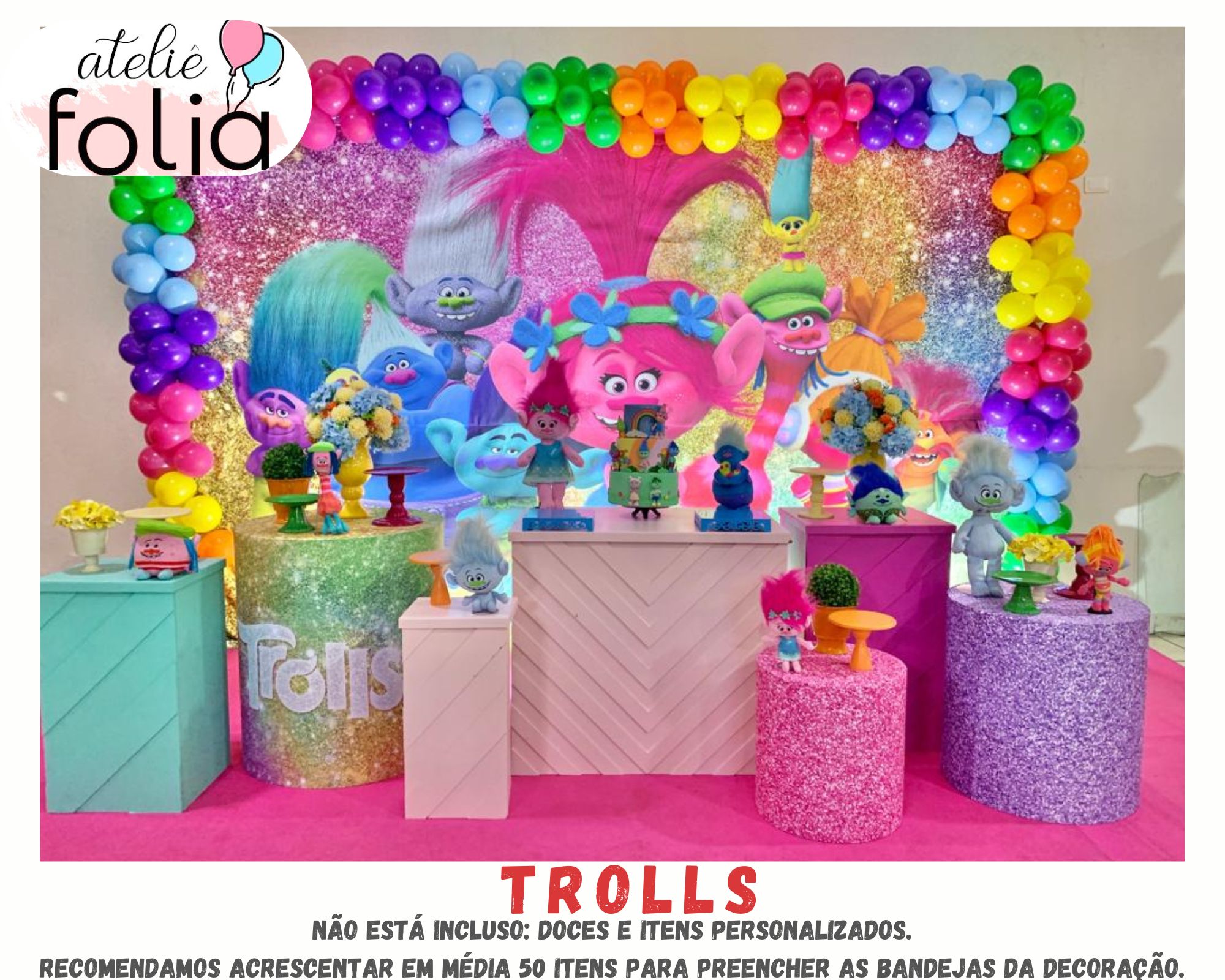 bolo decorado trolls