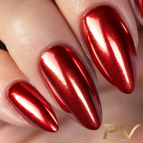 unhas em gel vermelhas minimalistas