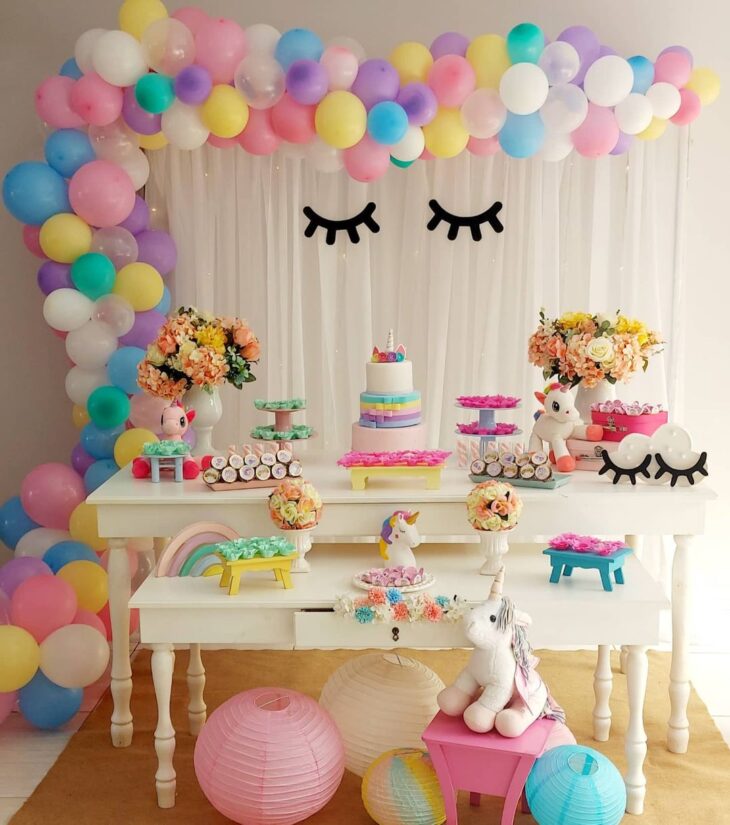 tema unicórnio festa infantil simples