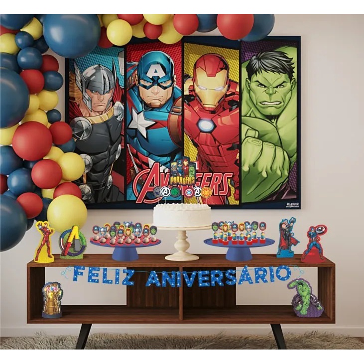 decoração vingadores mesa principal