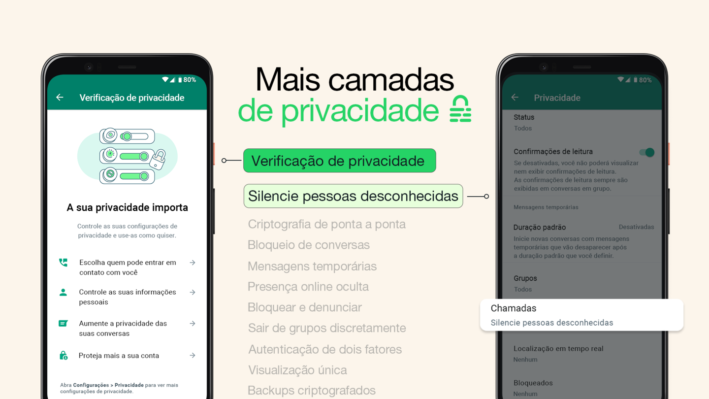 configurações de privacidade do WhatsApp atualizadas