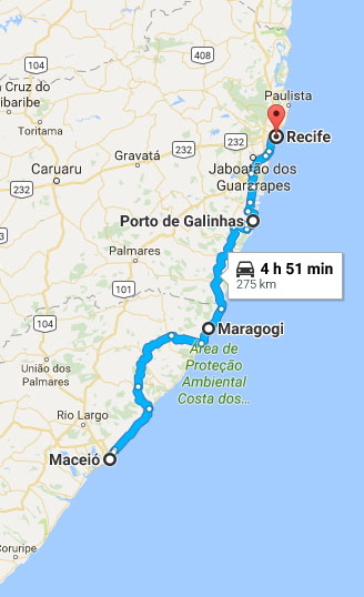 distancia maceio recife