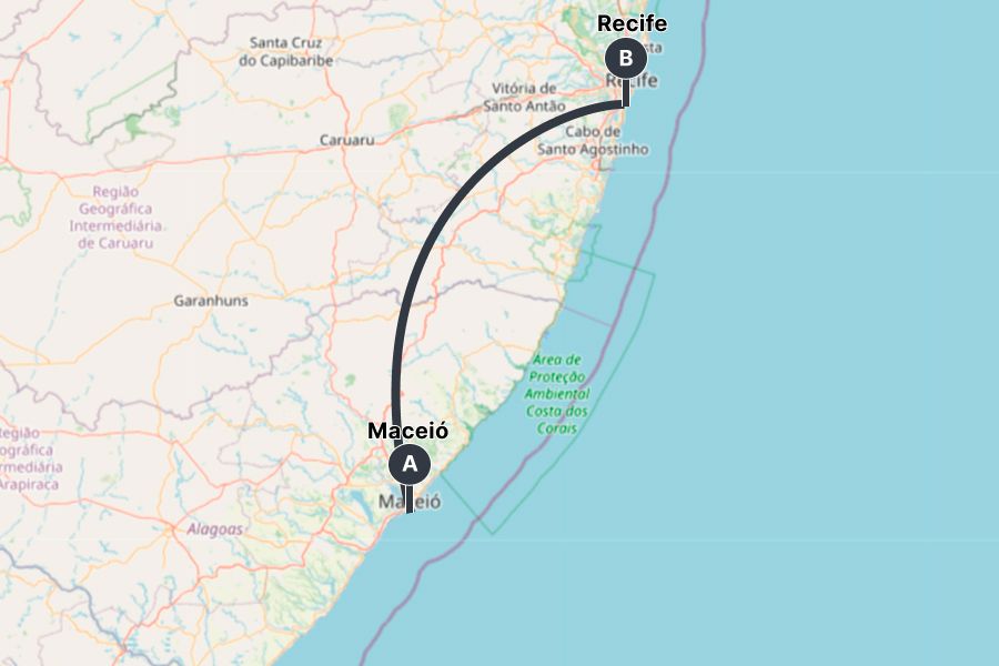 distancia maceio recife