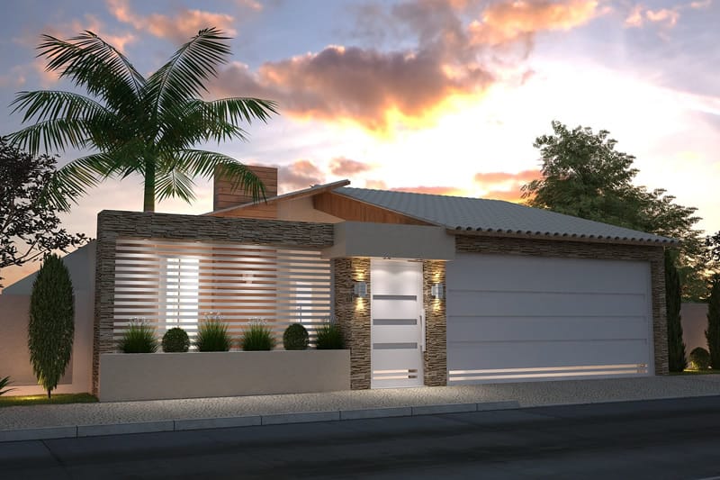 fachada de muro com iluminação