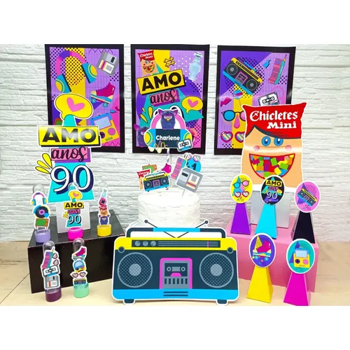 decoração festa anos 90 gamer