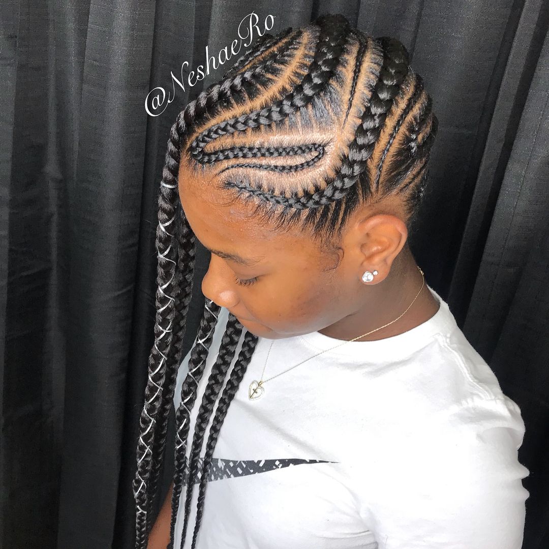 trança nagô desenhada coração cabelo curto