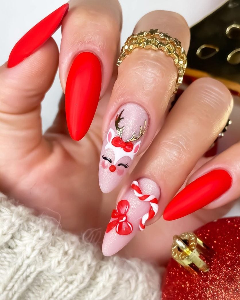 unhas minimalistas de natal