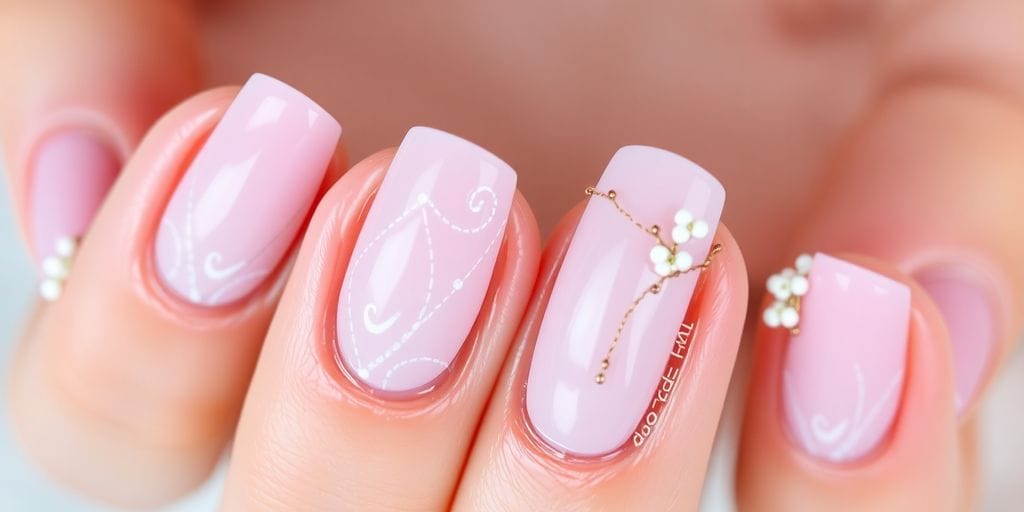 unhas de gel efeito glazed