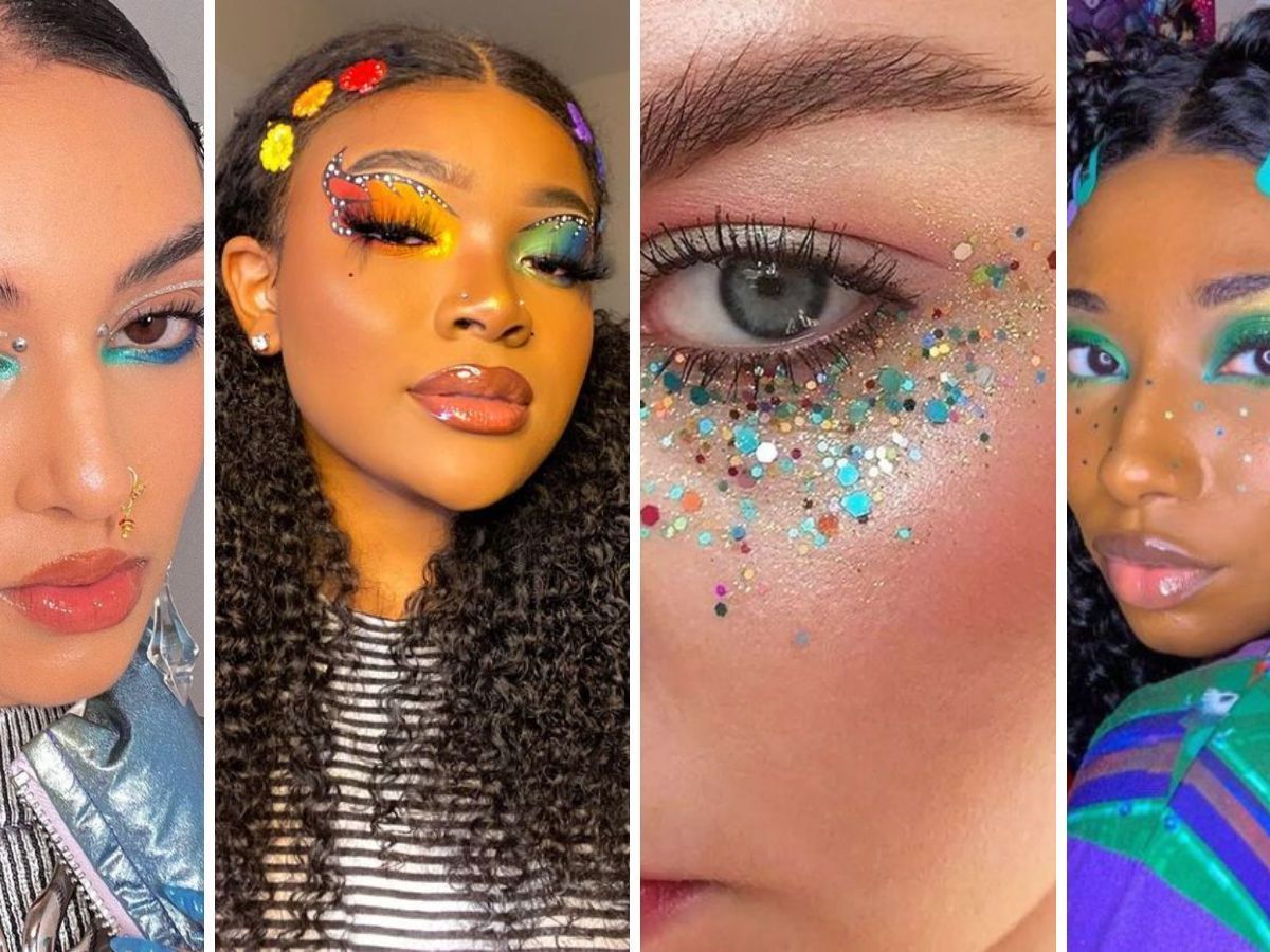 fotos de maquiagem de carnaval com glitter