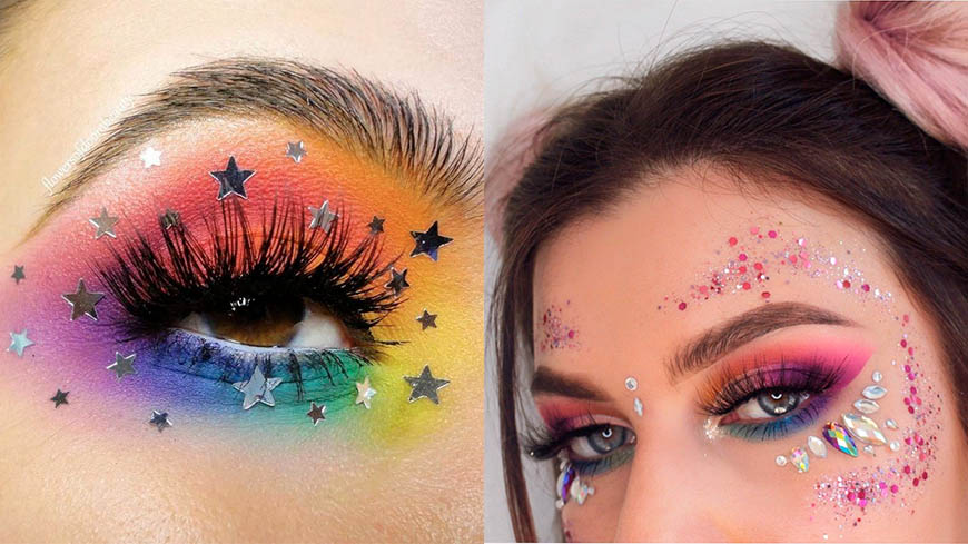 fotos de maquiagem de carnaval com glitter