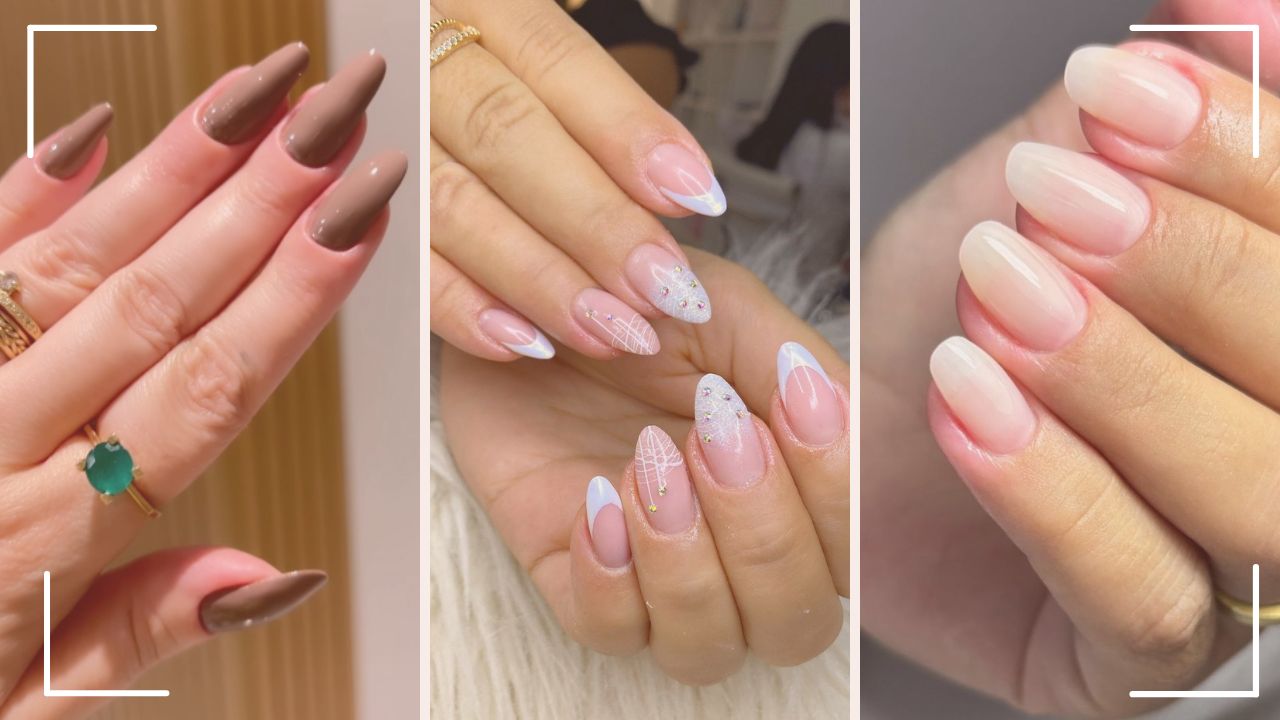 unha em gel redonda curta