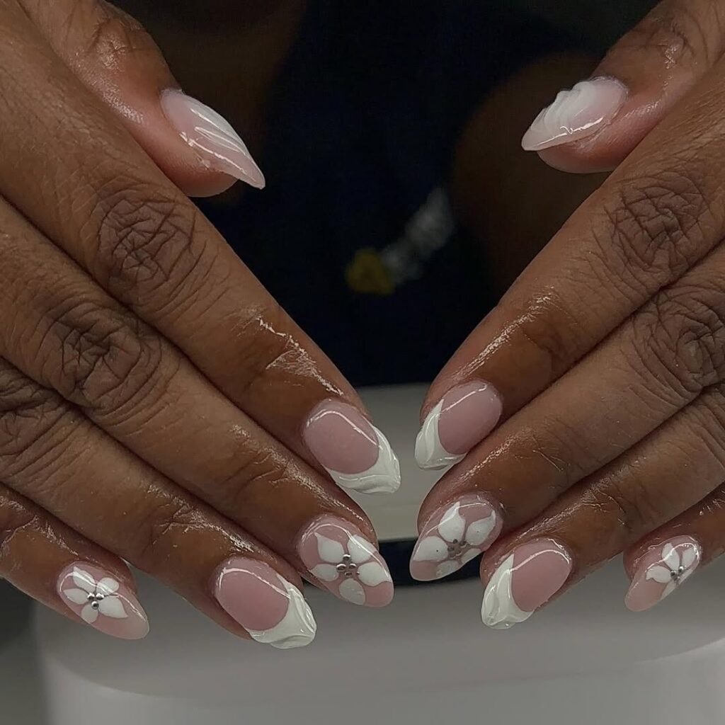 unha em gel redonda para festa