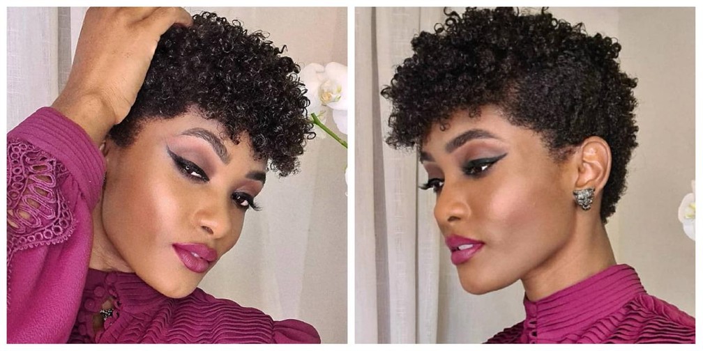 franja em cabelo cacheado