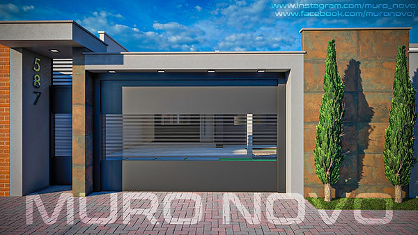 fachada de muro com tijolos aparentes