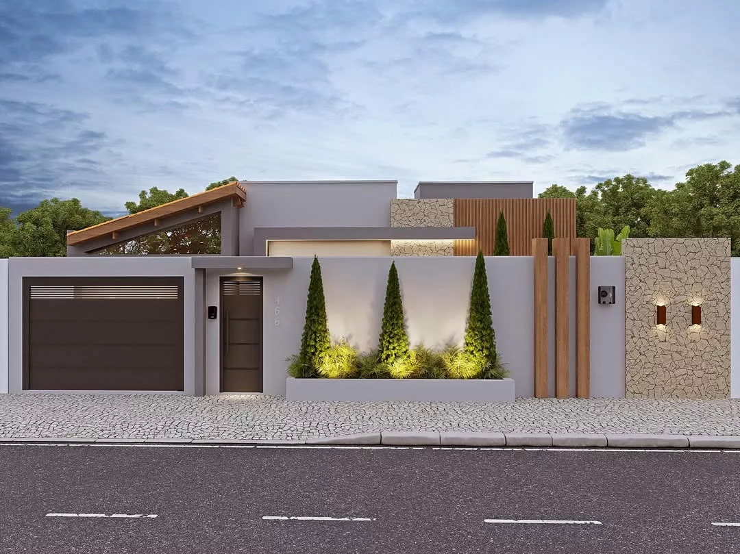 fachada de muro com iluminação