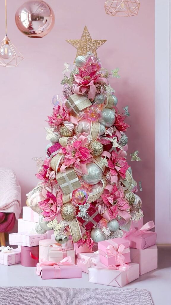 ideias criativas arvore natal rosa