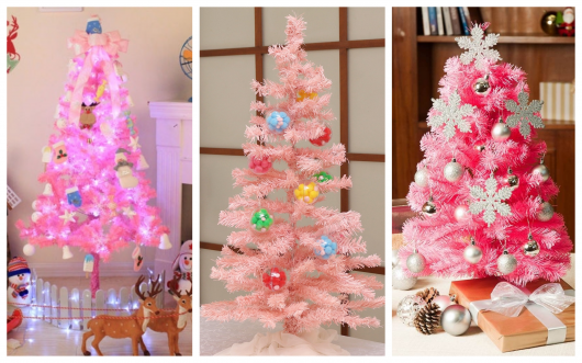 ideias criativas arvore natal rosa