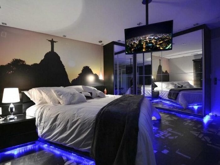 ideias criativas decoração led parede quarto sala