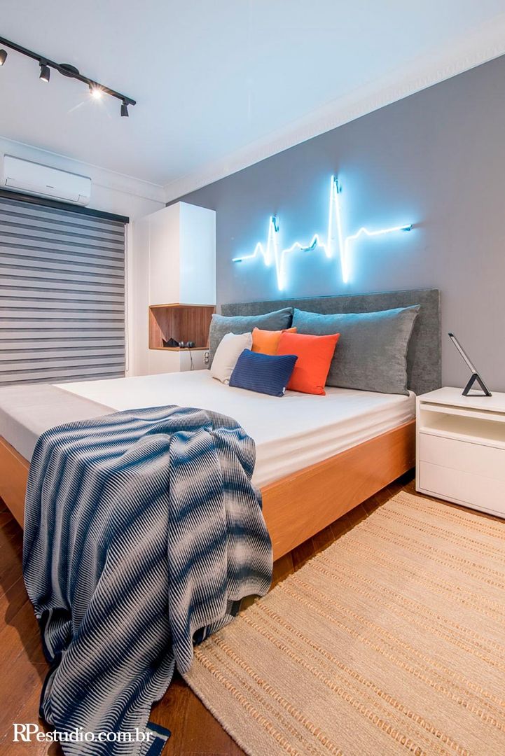 painel ripado com led cabeceira quarto casal