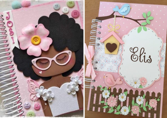 como decorar a capa de caderno com papel contact