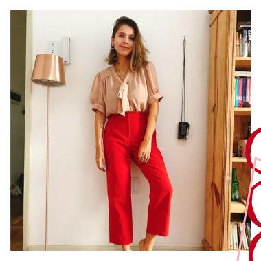 ideias de looks com calça vermelha para o dia a dia