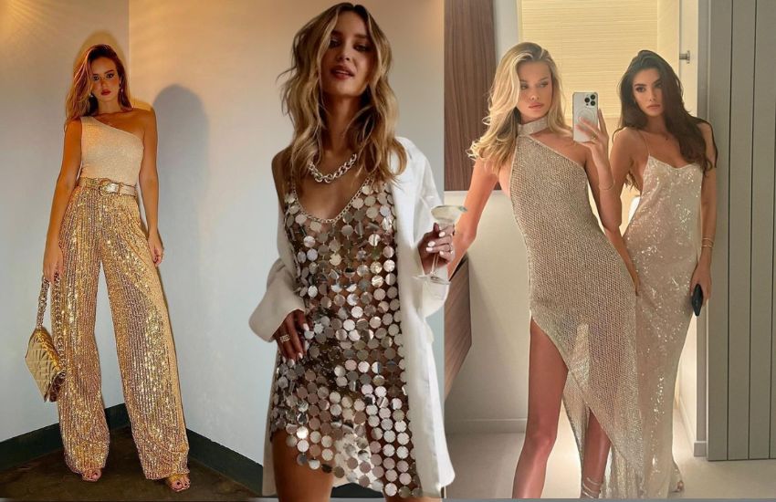 como combinar cropped dourado com calça branca reveillon