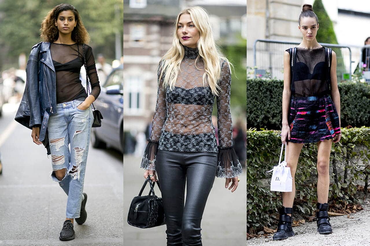 diferença entre tule e renda em looks transparentes