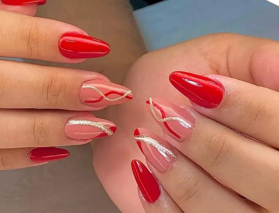 tendências unhas em gel vermelhas