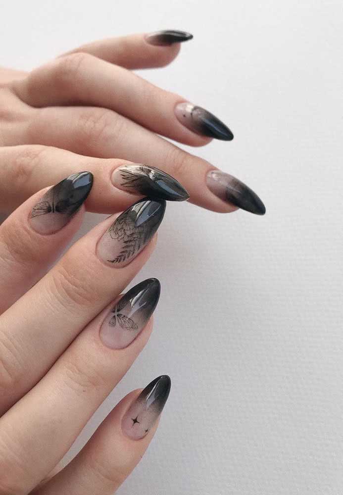 ideias de unhas pretas