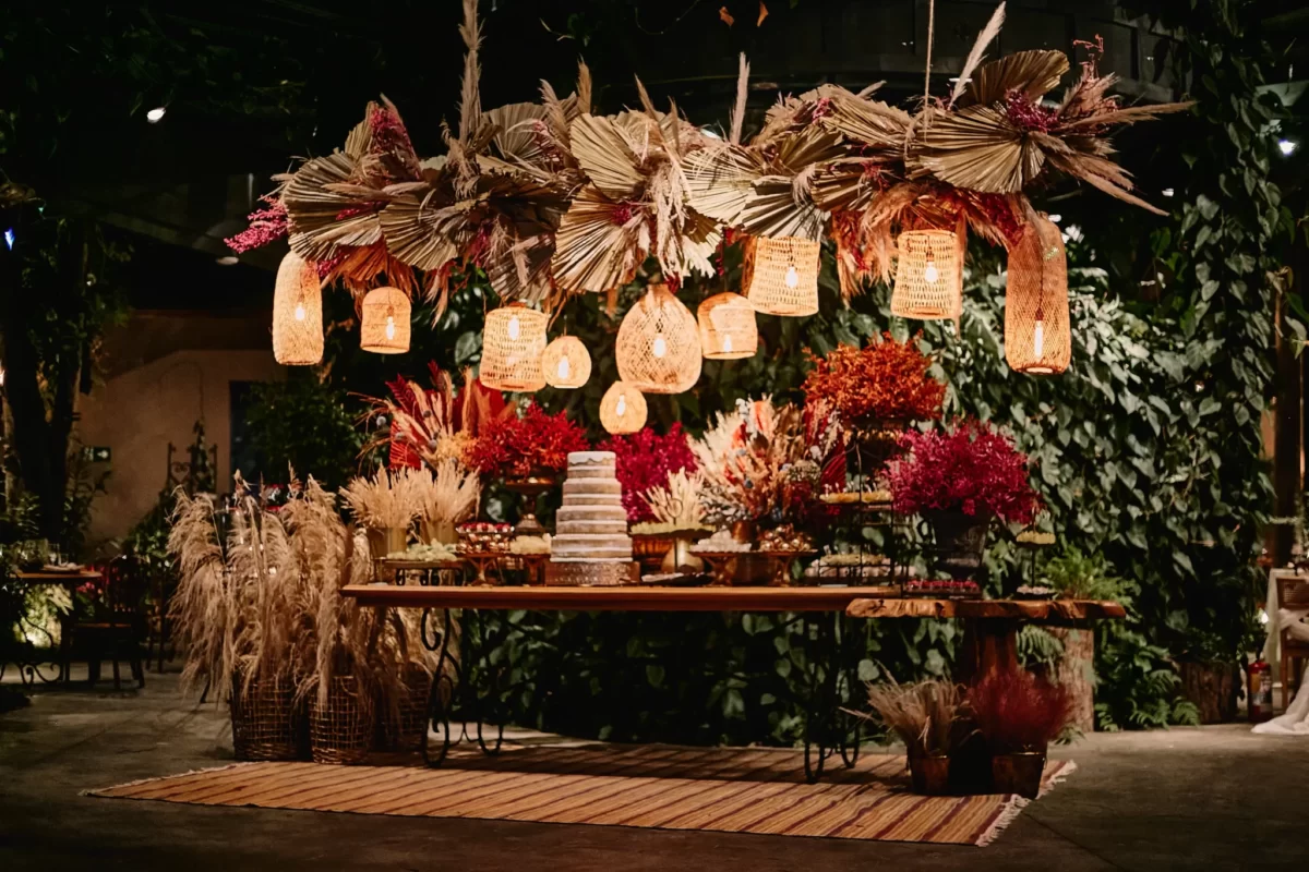 decoração casamento boho chic barato