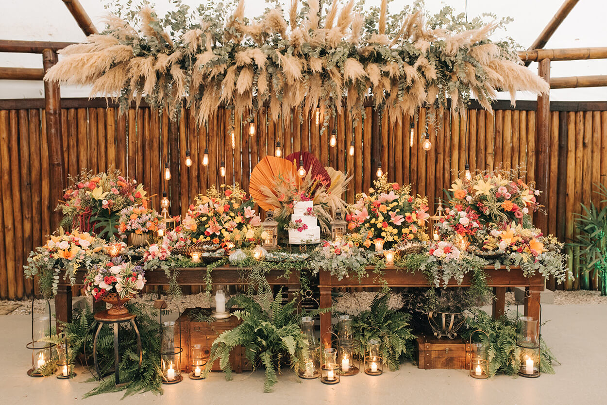 decoração casamento boho chic barato