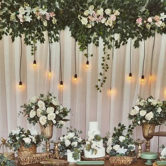 ideias decoração casamento verde oliva simples