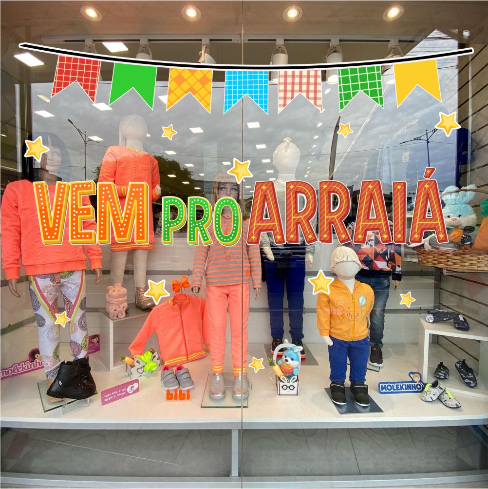 como decorar vitrine para festa junina