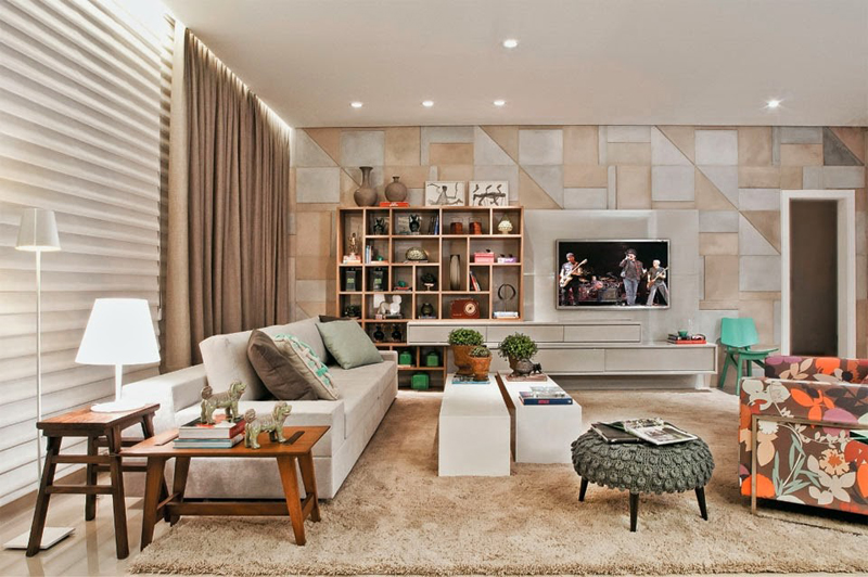 ideias decoração sala cerâmica parede