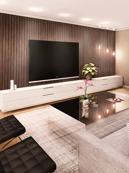 ideias decoração sala ripado madeira