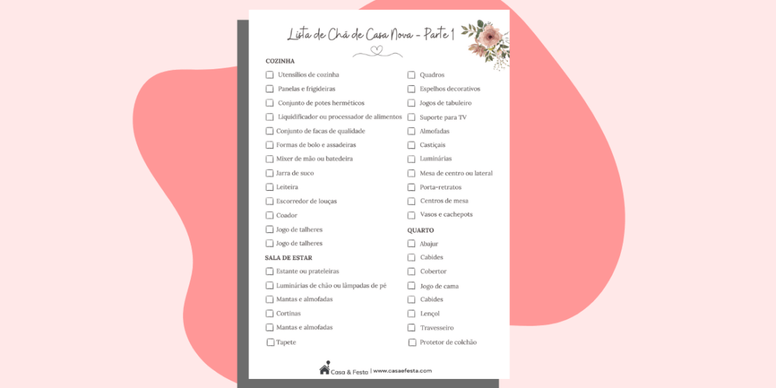 5 ideias de títulos para posts sobre chá de panela:
1. Chá de Panela Essencial: Os Itens Que Não Podem Faltar na Sua Lista
2. Do Básico ao Indispensável: Montando a Lista Perfeita para o Seu Chá de Cozinha
3. Chá de Panela com Estilo: Dicas para Escolher Presentes Funcionais e Bonitos
4. Organizando o Chá de Panela: Passo a Passo para uma Lista de Sucesso
5. Presentes Inteligentes para o Chá de Panela: Economia e Utilidade para a Nova Casa