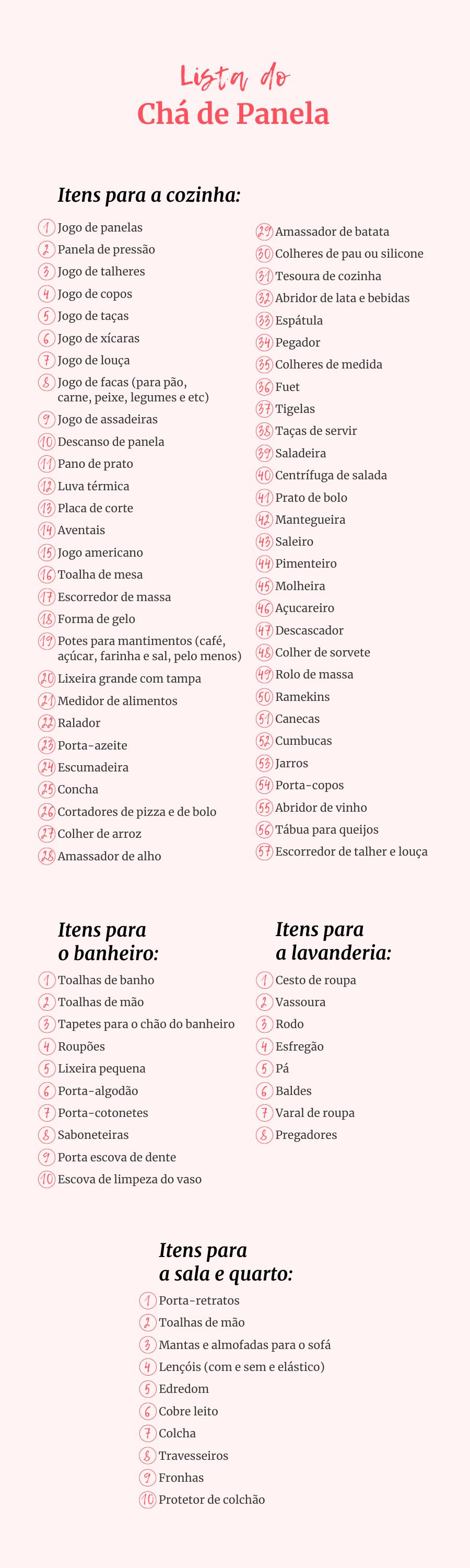 lista para chá de cozinha