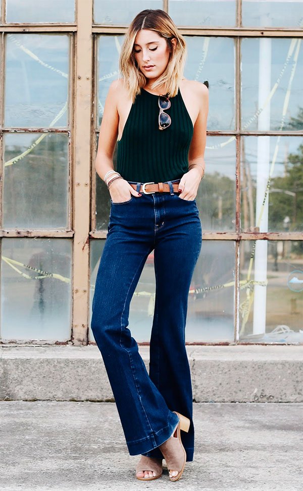 look calça flare trabalho