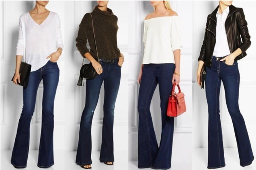 calça flare com sapatilha