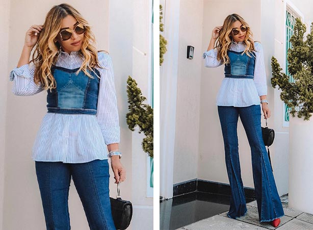 look calça flare inverno