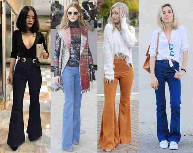 calça flare com sapatilha