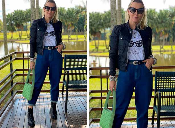 look calça jeans e camiseta feminina casual